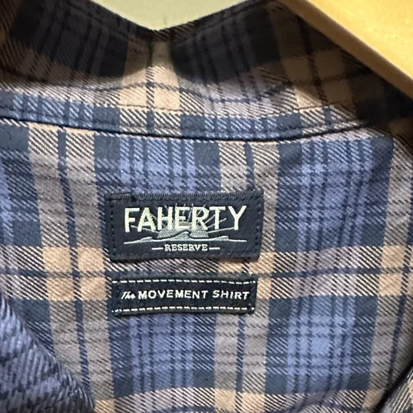 Faherty Navy and Brown Plaid Long-Sleeve Button-Down Shirt - Picture 3 of 5
